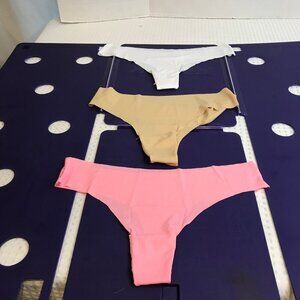 3 PCS SEAMLESS WOMEN ICE SILK UNDERWEAR V-WAIST COTTON CROTCH SIZE M